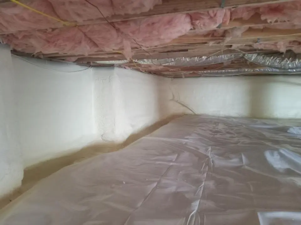 Crawl space encapsulation with closed-cell spray foam for Storm Damage Roof Repair in Kuna
